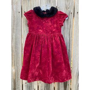 Vintage 02' Gymboree Girl's Velvet Red Dress Size 18-24M Christmas